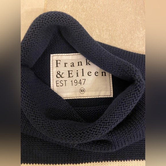 Frank & Eileen Monterey Rolled Funnel Neck Striped Italian Cotton Sweater XS - Picture 6 of 8